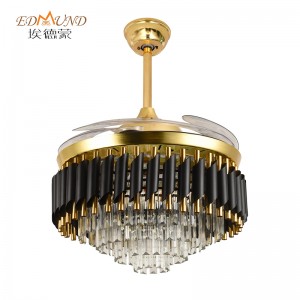 K001 Chandelier ceiling fan with light with remote 42 inch 3 color with speaker crystal fan chandelier