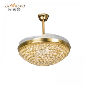 K005 Chandelier ceiling fan with light with remote 42 inch 3 color with speaker crystal fan chandelier