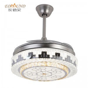 K017 Chandelier ceiling fan with light with remote 42 inch 3 color with speaker crystal fan chandelier